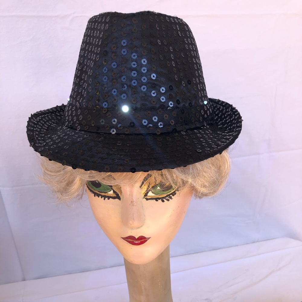 2 BLACK FEDORA HATS small to medium